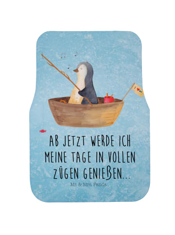 Mr. & Mrs. Panda Fahrer Autofußmatte Pinguin Angelboot mit Spruch in Eisblau