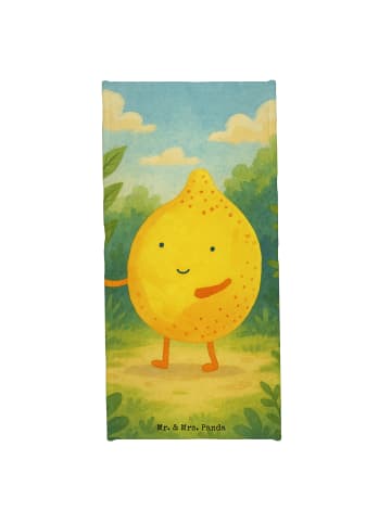 Mr. & Mrs. Panda Strandhandtuch Beste Freunde Zitrone Design ohn... in Weiß