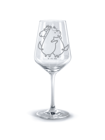 Mr. & Mrs. Panda Rotwein Glas Einhorn Mitteilung ohne Spruch in Transparent