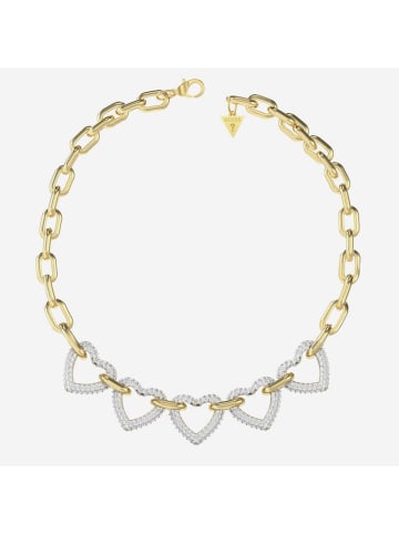 Guess Damen-Kette Multi Pavé Herzen Goldfarben