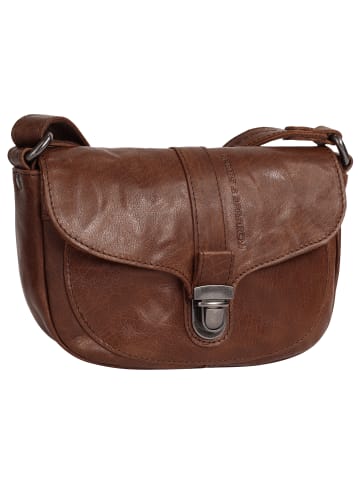 SPIKES & SPARROW Umhängetasche echt Leder in cognac