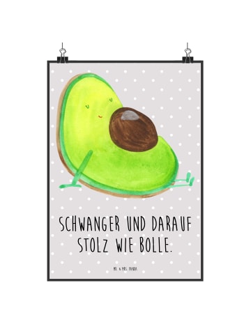 Mr. & Mrs. Panda Plakat Avocado Schwangerschaft mit Spruch in Grau Pastell