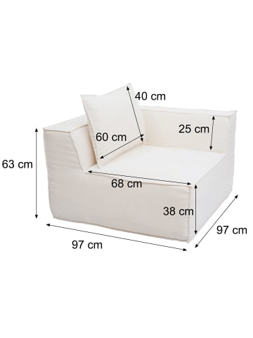 MCW Eckteil/Zubehör für Sofa O54 Polstersessel Armlehne 63x97x97cm, Creme