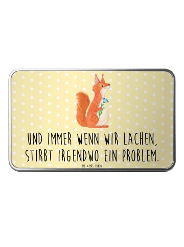 Mr. & Mrs. Panda Teedose Eichhörnchen Blume mit Spruch in Gelb Pastell