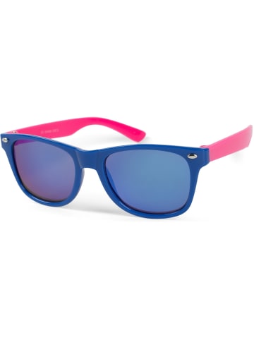 styleBREAKER Nerd Sonnenbrille in Blau-Pink / Blau verspiegelt