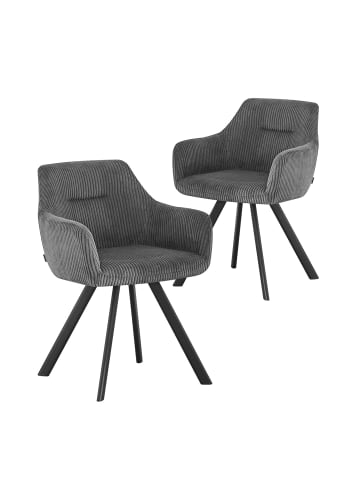 B&D Home 2er-Set: Esszimmerstuhl CYRUS in Dunkelgrau - (B)56 x (H)80 x (T)60 cm