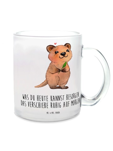 Mr. & Mrs. Panda Teeglas Quokka Happy mit Spruch in Transparent