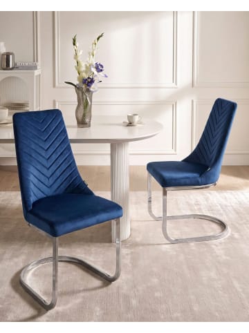 Beliani 2er-Set Esszimmerstuhl ALTOONA in Blau/Silber