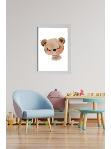 Crochetts Kinderbild mit Bärenmotiv in Weiß – (B)33 x (H)43 x (T)2 cm