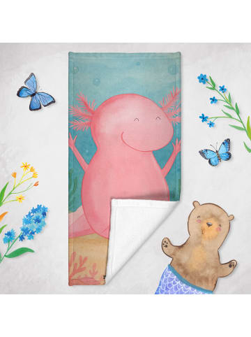 Mr. & Mrs. Panda Saunahandtuch Axolotl Hurra Design ohne Spruch in Weiß