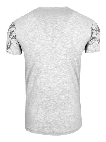 Rusty Neal V-Neck T-Shirt im Strass-Stein-Design in Grau