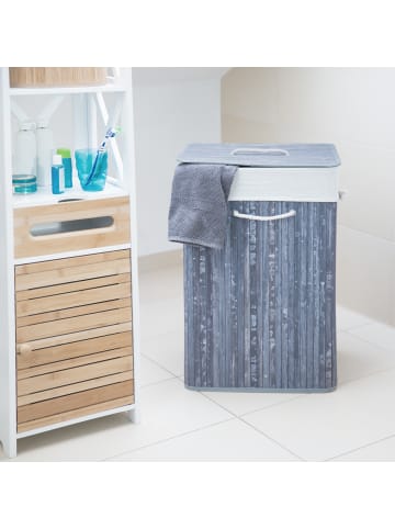 relaxdays 2 x Wäschekorb in Grau - (B)43,5 x (H)65,5 x (T)33,5 cm