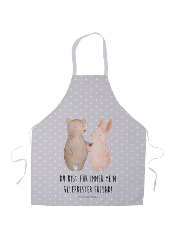 Mr. & Mrs. Panda Kellnerschürze Bär und Hase Umarmen mit Spruch in Grau Pastell