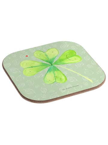 Mr. & Mrs. Panda Untersetzer für Gläser Blume Kleeblatt ohne Spruch in Blattgrün