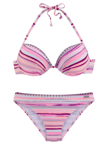 Venice Beach Push-Up-Bikini in lachs-bedruckt