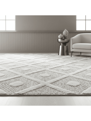 KADIMA DESIGN Teppich Hochflor Hoch-Tief Geometrisch Polypropylen Wohnzimmer