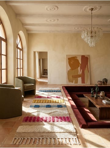 KADIMA DESIGN Naturfaser-Teppich Handgewebt WHARFE Boho Gestreift Wohnlich in Natur-Multicolor