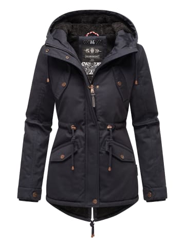Marikoo Winterjacke Manolya in Blue with black fur