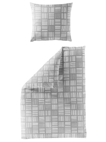 Bierbaum 2 tlg. Mako Satin Bettwäsche 135x200cm Karo in grau
