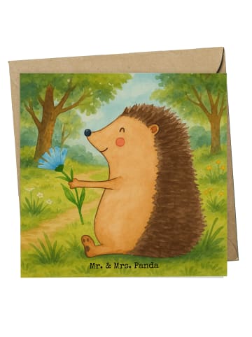 Mr. & Mrs. Panda Grußkarte Igel Blumen Design ohne Spruch in Weiß