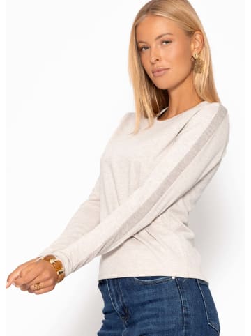 SASSYCLASSY Thermo Langarmshirt mit Kontrast an den Ärmeln in Hellbeige
