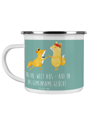 Mr. & Mrs. Panda becher emaille Verlobung Glück mit Spruch in Meeresbrise
