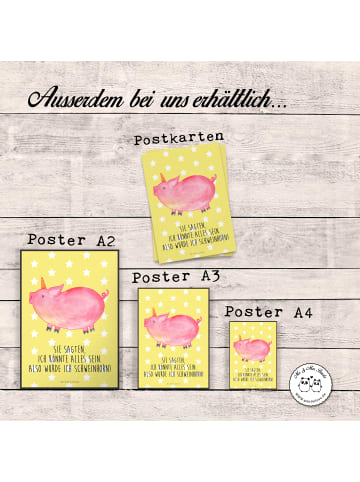 Mr. & Mrs. Panda Poster Einhorn Schwein mit Spruch in Gelb Pastell