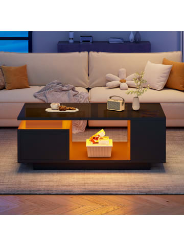 ABRIHOME LED-Couchtisch in Schwarz 100x50x36 cm mit App Steuerung