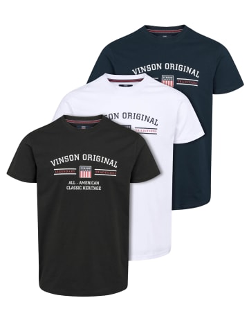 VINSON 3-pack T-shirt Matt in Tap Shoe-Bright White-Sapphire