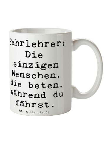Mr. & Mrs. Panda Porzellantasse Spruch Fahrlehrer Engel mit Spruch in Weiß