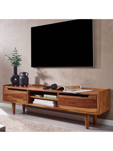 KADIMA DESIGN Massivholz-Lowboard für 60-Zoll TV, Sheesham, Stauraum, Schutzlack