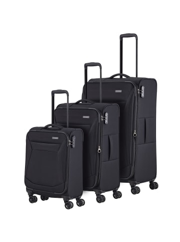travelite Chios 4 Rollen Kofferset 3-teilig mit Dehnfalte in schwarz