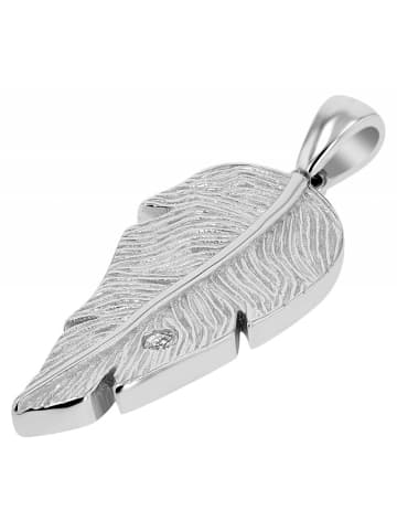 Adeliás Damen Anhänger Feder aus 925 Silber mit Zirkonia in silber