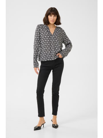 Kaffe Langarm-Bluse KAditte in Black/Moonstruck Retro Print