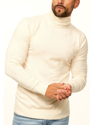 DAILY COTTON Rollkragenpullover - als Feinstrick Pulli in Slim Fit für Herren in Creme