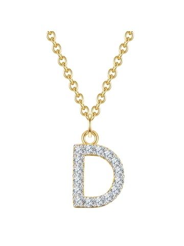 Glanzstücke München Halskette Buchstabe D Sterling Silber Zirkonia in gelbgold