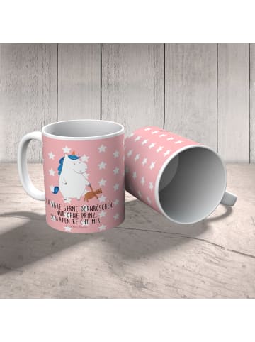Mr. & Mrs. Panda Mehrwegbecher Einhorn Teddy mit Spruch in Rot Pastell