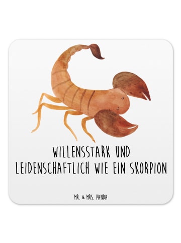 Mr. & Mrs. Panda Bierdeckel Sternzeichen Skorpion mit Spruch in Weiß