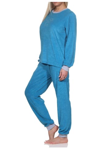 NORMANN Frottee Schlafanzug Homewear Loungewearr Sternen - 81715 in türkis