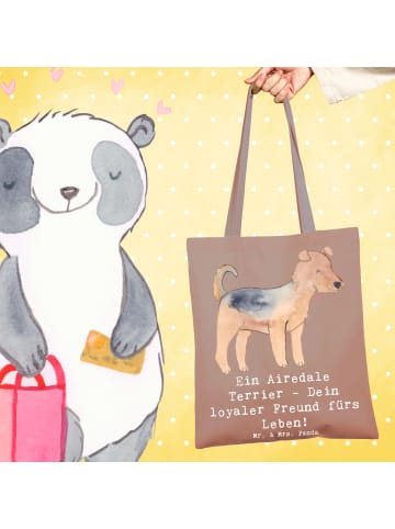 Mr. & Mrs. Panda Stofftasche Airedale Terrier mit Spruch in Braun Pastell