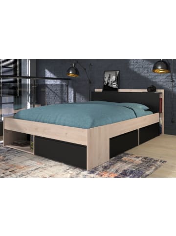 Parisot Bett mit Regal und 3x Schubkasten, Stauraumbett 140 x 200 cm