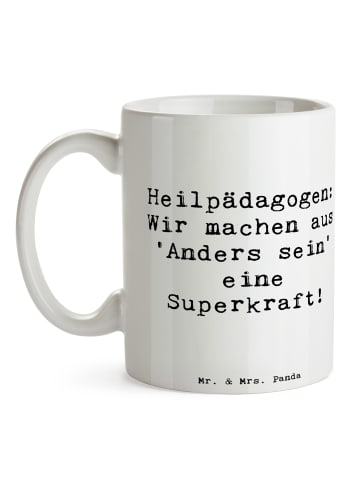Mr. & Mrs. Panda Keramikbecher Spruch Heilpädagogin Superkraft m... in Weiß