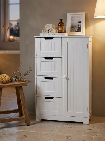 KADIMA DESIGN Badschrank | Weiß, 56x83x30cm, 4 Schubladen, 1 Tür