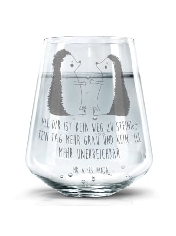 Mr. & Mrs. Panda Trinkglas Igel Liebe mit Spruch in Transparent