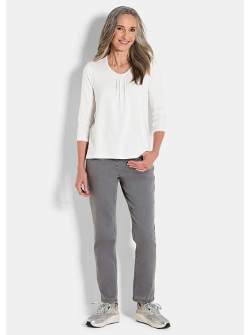 GOLDNER Kurzgröße:  Viskose-Oberteil mit Halbarm in cremeweiß