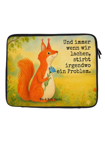 Mr. & Mrs. Panda Laptop Sleeve Eichhörnchen Blume Design mit Spruch in Weiß