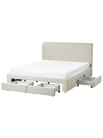 Beliani Doppelbett SOUTRIN in Beige - (W) 171 x (H) 106 x (L) 218 cm