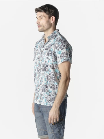 KOROSHI Herren kurzarmhemd allover in blau