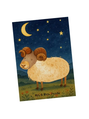 Mr. & Mrs. Panda Postkarte Sternzeichen Widder Design ohne Spruch in Weiß