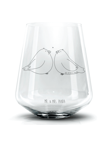 Mr. & Mrs. Panda Whiskyglas Turteltauben Liebe ohne Spruch in Transparent